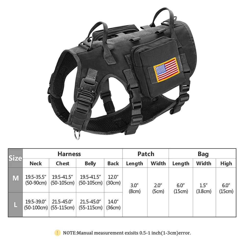 Tactical Dog Harness & Leash Set – Military MOLLE Vest for Large Dogs