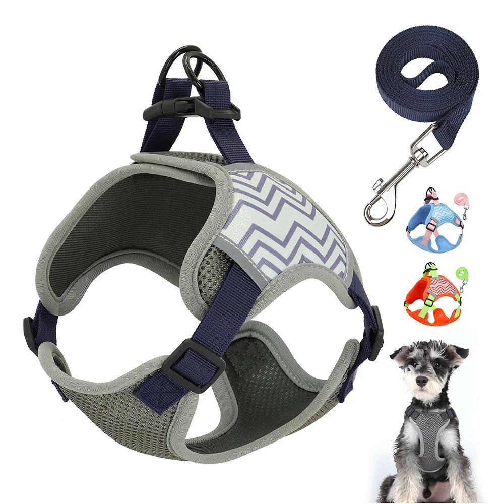 Reflective Dog Harness And Leash Set Adjustable Pet Puppy Harness Vest For Small Medium Dogs Walking Dog Accessories 150cm Leash