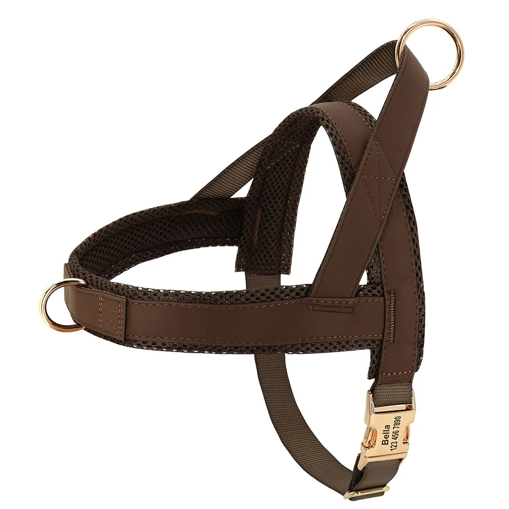 Personalized Nylon Dog Harness – No Pull Adjustable Vest with Free Engraving for Medium & Large Dogs