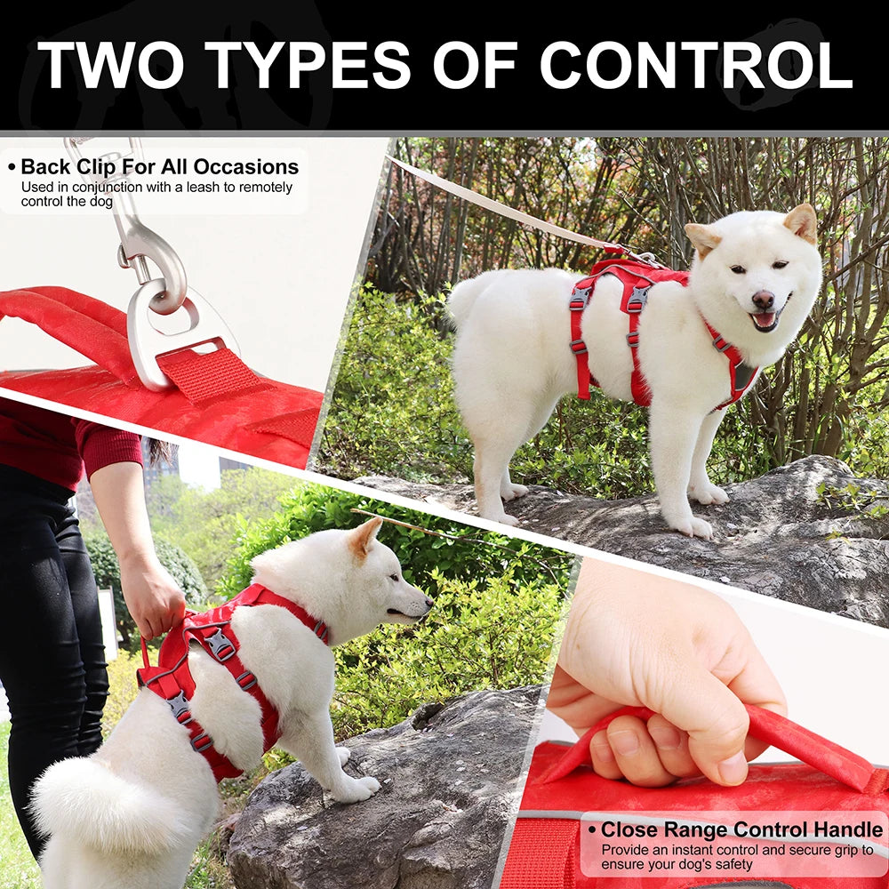 Durable Large Dog Harness – Reflective Nylon Dog Vest with Handle for Medium & Large Dogs (Walking & Training)