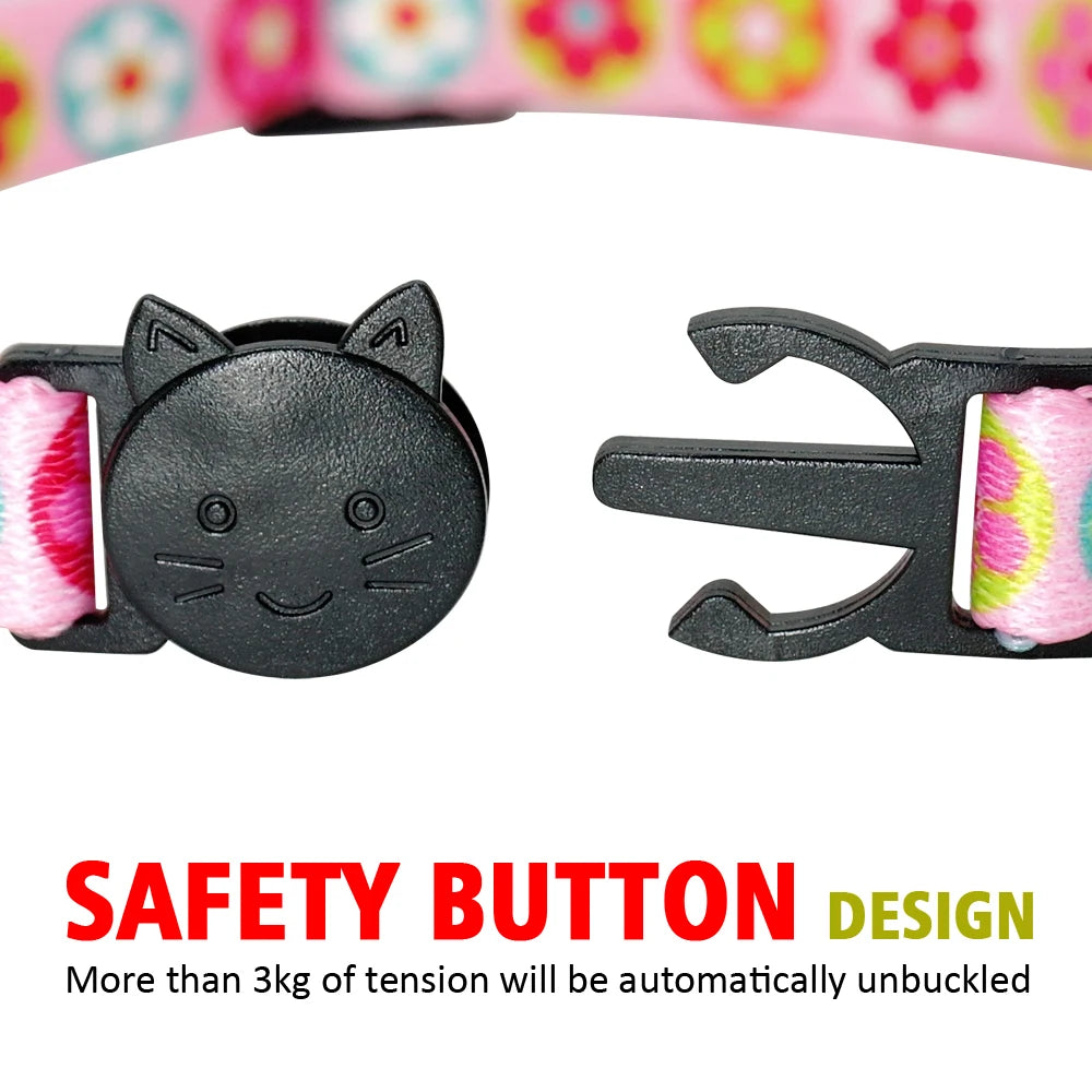 Personalized Cat Collar with Engraved Fish Tag – Adjustable Nylon Collar for Cats & Small Dogs
