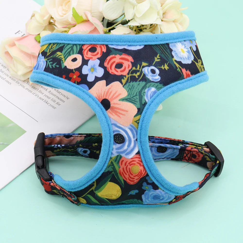 Cute Printed Dog Harness – Adjustable Nylon Vest for Small & Medium Dogs & Cats (Chihuahua, French Bulldog, Yorkie, Pug, Puppy Training Harness)