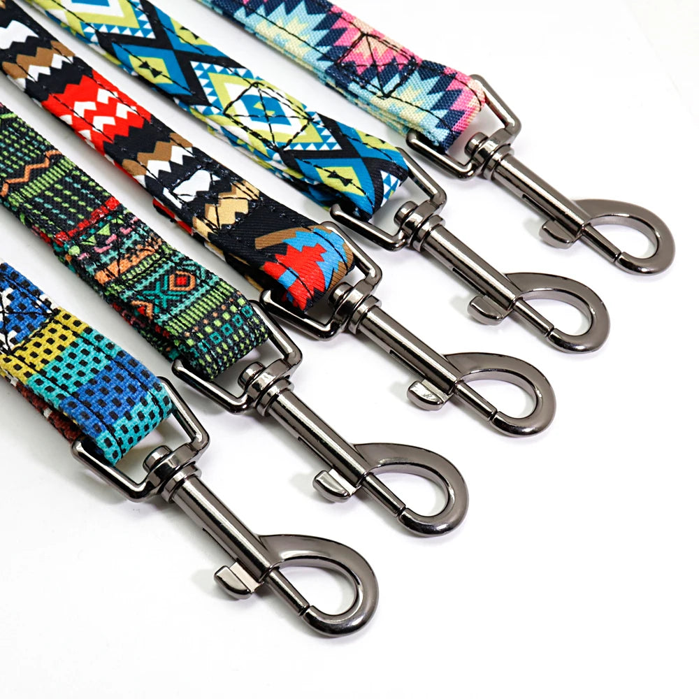Durable Nylon Printed Dog Leash – 5 Colors Rope Lead for Small, Medium & Large Dogs (Walking, Training & Running)