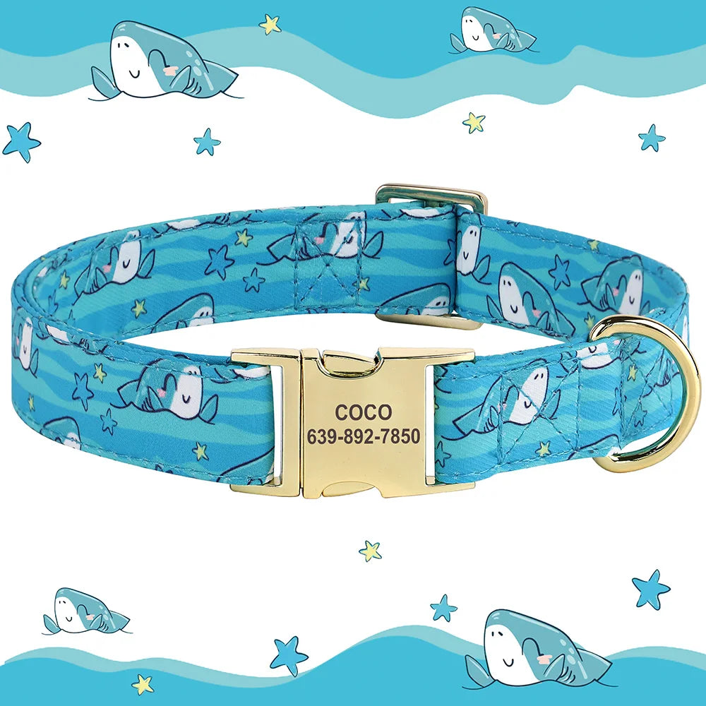 Personalized Flower Dog Collar – Adjustable Nylon with Custom ID Buckle