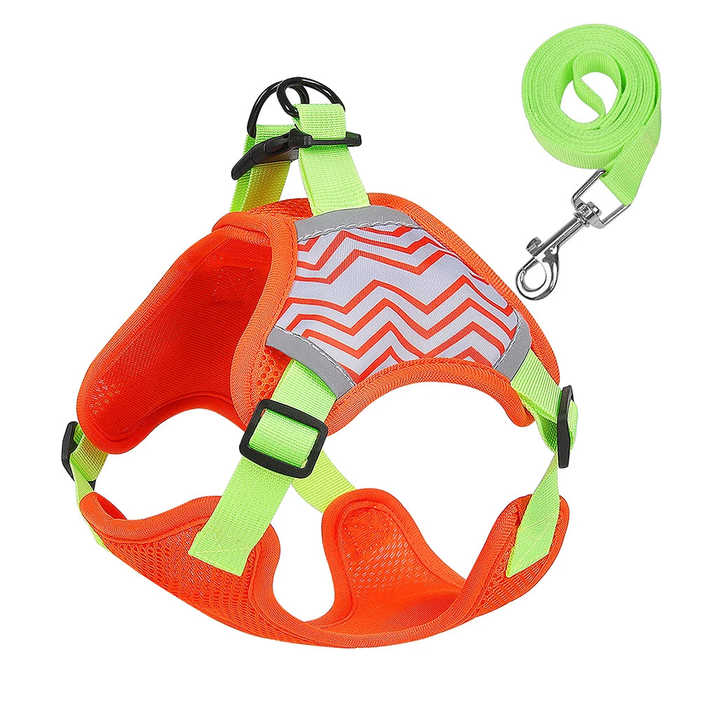 Reflective Dog Harness And Leash Set Adjustable Pet Puppy Harness Vest For Small Medium Dogs Walking Dog Accessories 150cm Leash