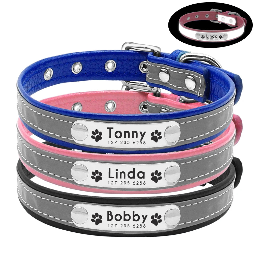 Reflective Personalized Dog Collar with Free Engraving – Adjustable for Small & Medium Pets