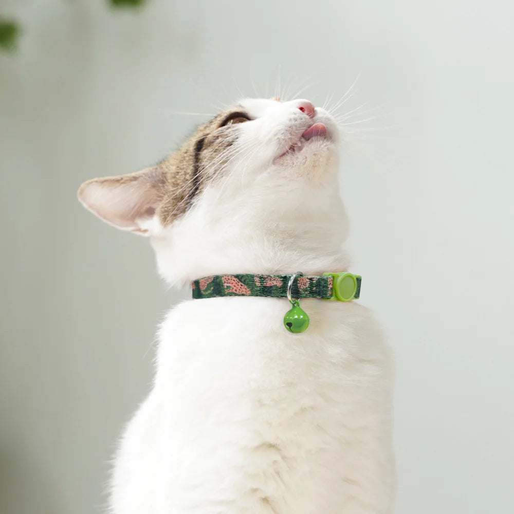 Cute Adjustable Dog & Cat Collar with Bell – Nylon Pet Necklace for Small Dogs & Kittens