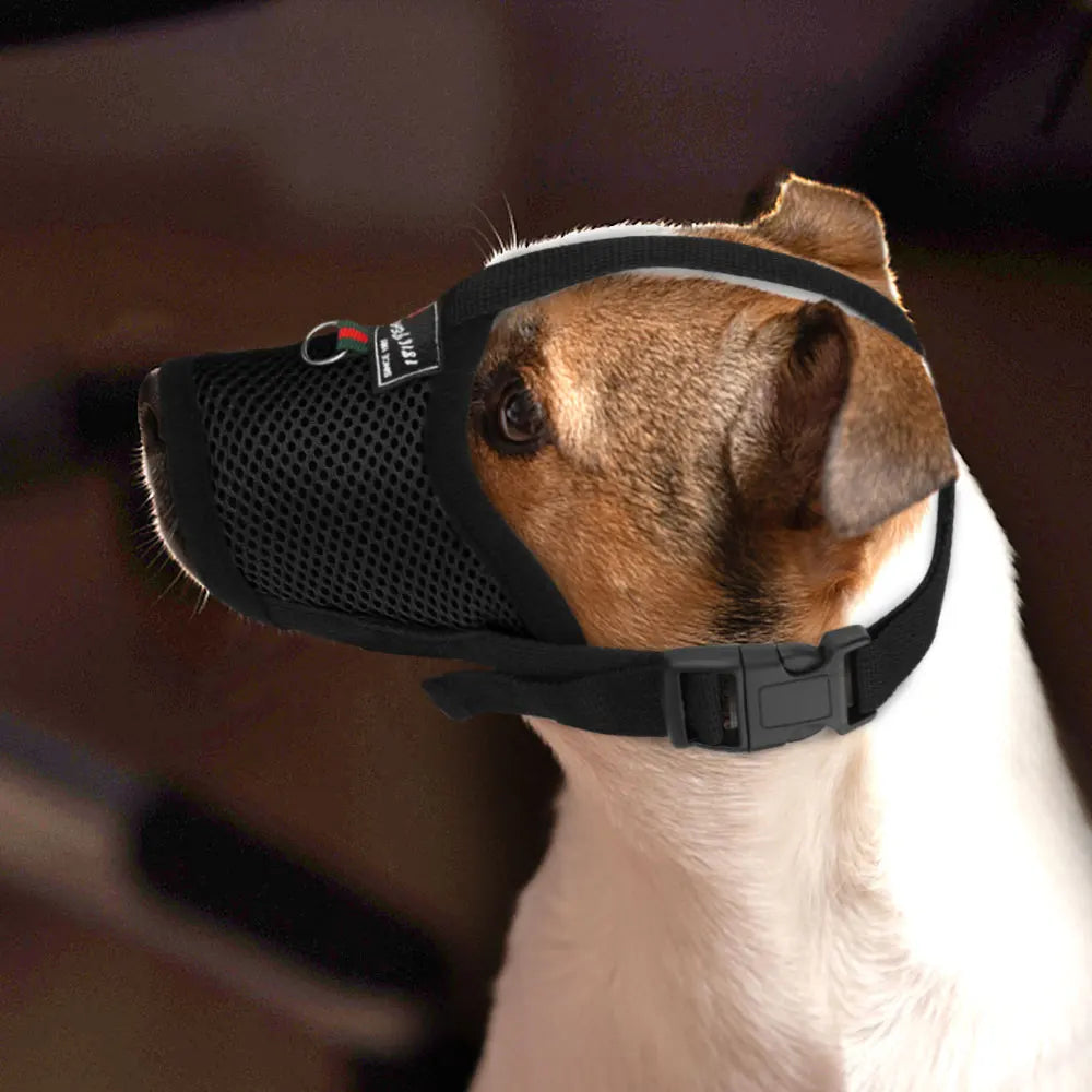 Mesh Nylon Dog Muzzle – Adjustable Breathable Anti-Bark Muzzle for Small, Medium & Large Dogs