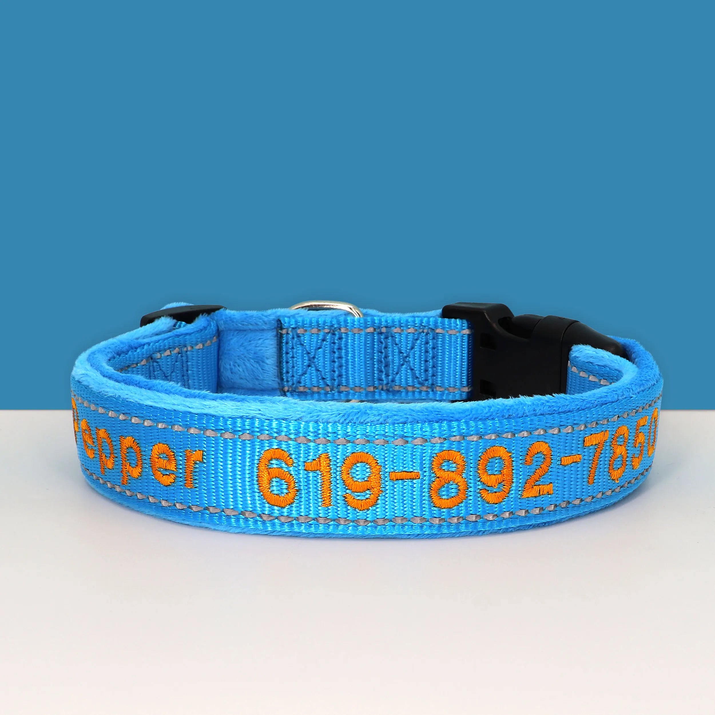 Personalized Embroidered Dog Collar – Reflective Nylon Adjustable ID Collar with Custom Name & Phone Number for Small, Medium & Large Dogs