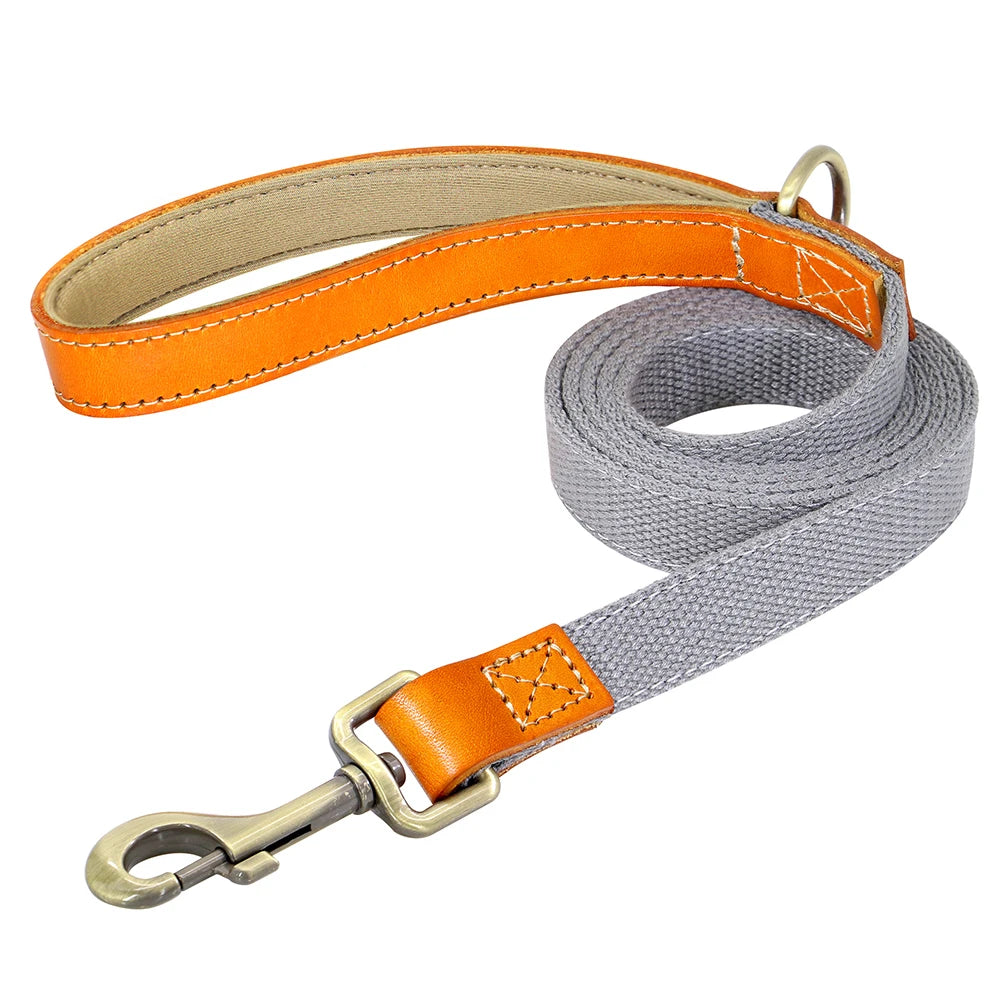 150cm Dog Walking Leash – Durable Nylon Lead Rope with PU Leather Handle