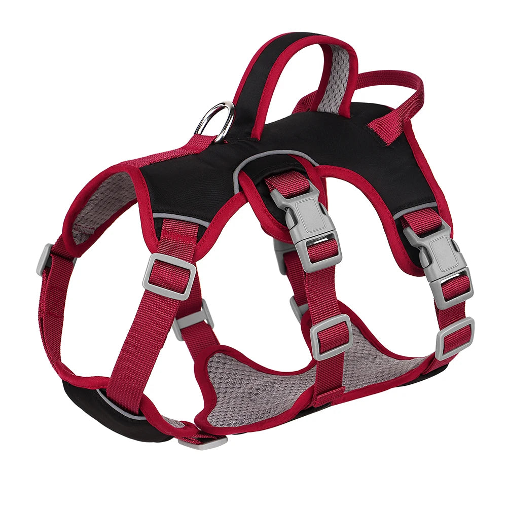 Reflective Dog Harness Vest – No Pull Nylon Adjustable Pet Harness with Double Handles for Small & Medium Dogs (Pitbull, French Bulldog)