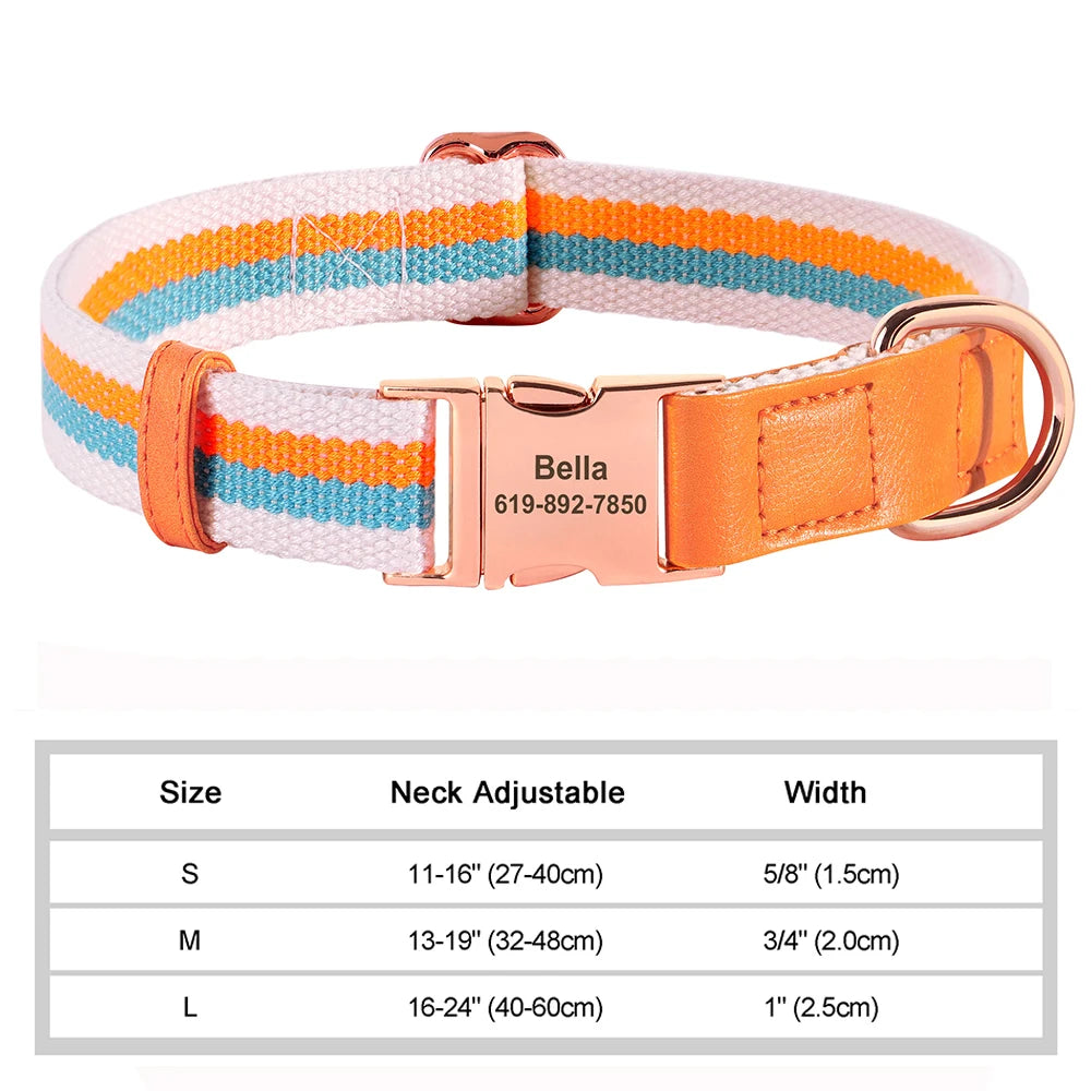 ✨ Personalized Nylon & Leather Dog Collar – Free Custom Engraving Included!