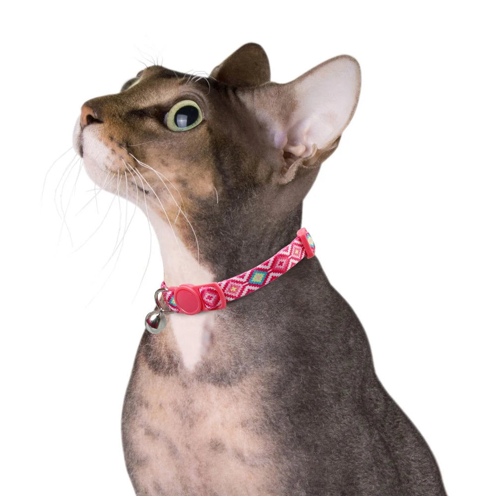 Cute Fruit Print Cat Collar with Bell – Adjustable Quick Release Safety Collar for Cats & Kittens