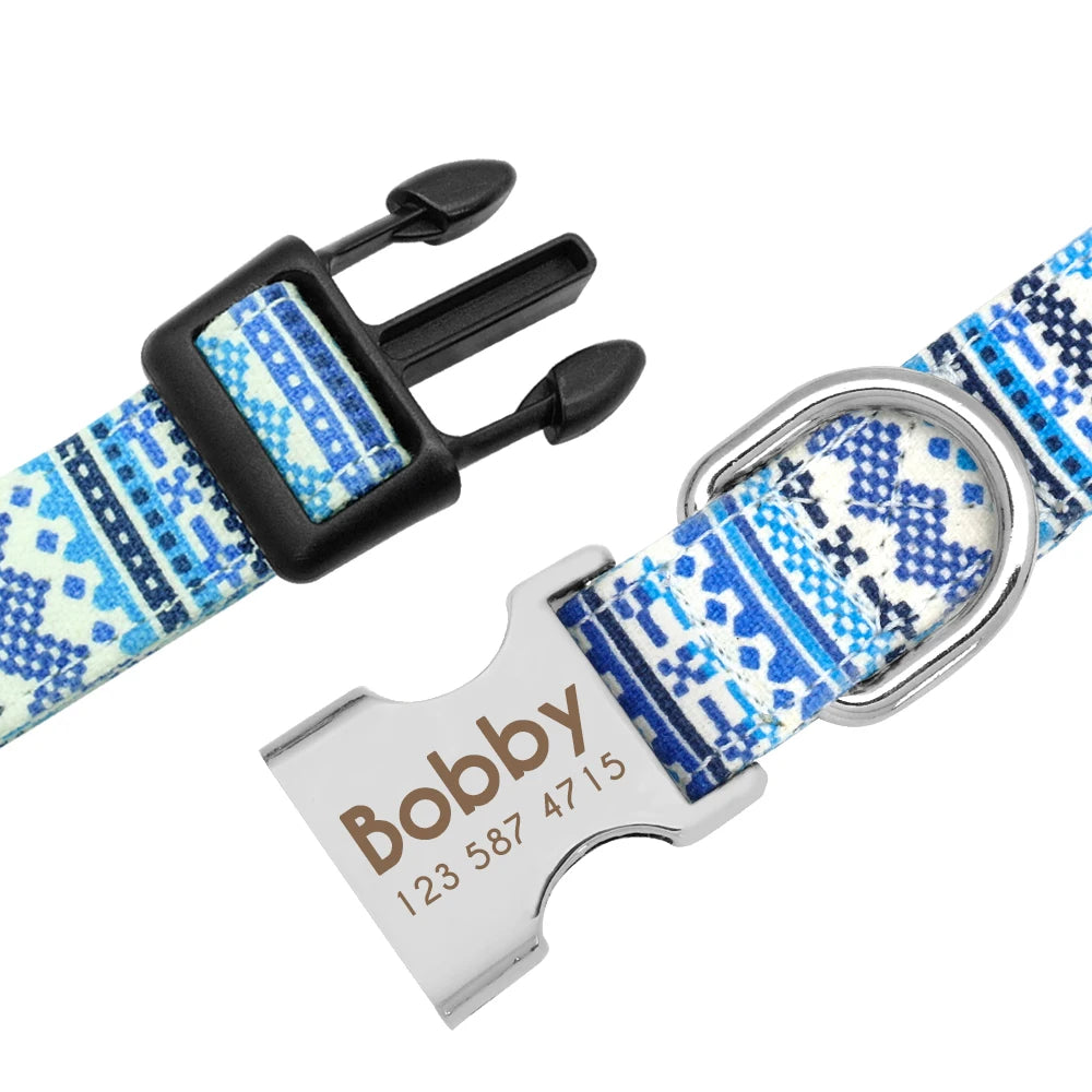 Adjustable Personalized Dog Collar – Custom Engraved Nylon Pet ID Collar | For Small, Medium & Large Dogs