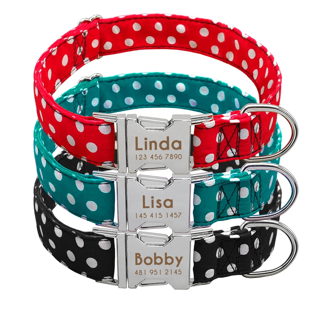 Adjustable Personalized Dog Collar – Custom Engraved Nylon Pet ID Collar | For Small, Medium & Large Dogs