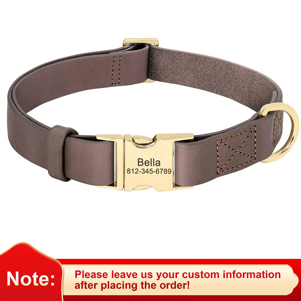 Personalized Dog Collar Free Engraved Dog Leather Collars Customized Pet Buckle Collar For Small Medium Large Dogs Bulldog Pug