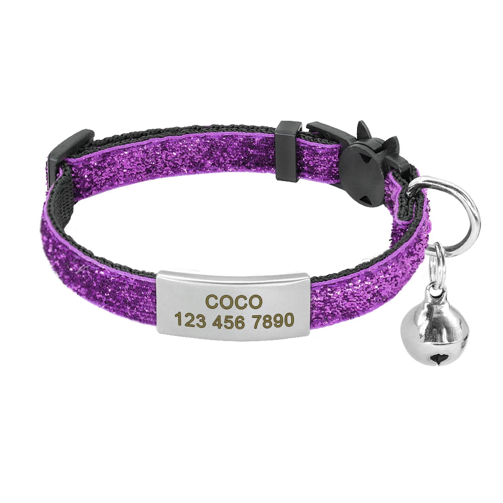 Personalized Cat Collar Free Engraved Pet ID Collars Adjustable Nylon Cat Necklace For Small Dogs Puppy Kitten With Cute Bell