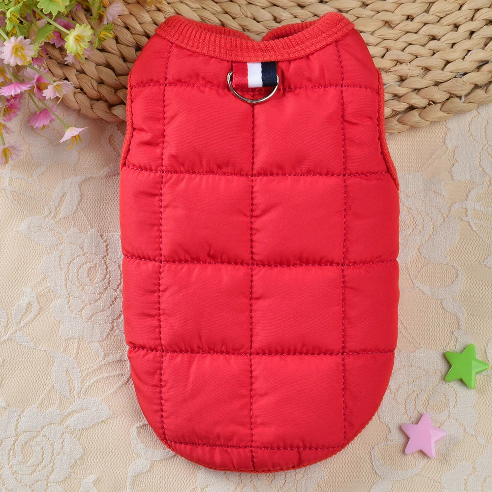 Fur Padded Dog Vest Clothes Warm Cotton Dogs Coat Pet Winter Jacket Clothes Small Medium Dogs Clothing French Bulldog Chihuahua