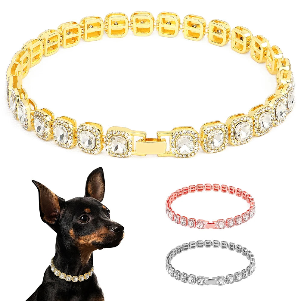 Bling Rhinestone Cat Necklace Adjustable Dog Cat Collar Bling Cats Pupply Choke Collars For Small Dogs Cats Rabbit Pet Accessory