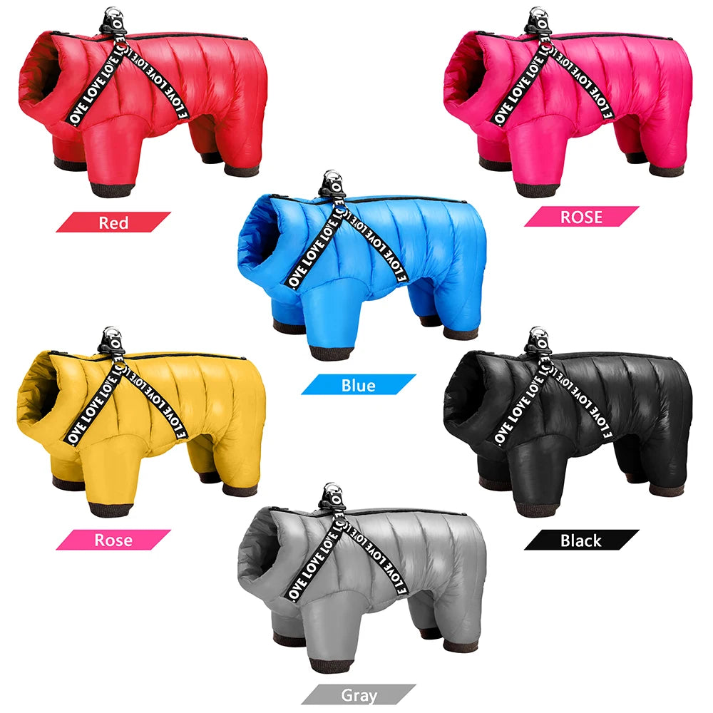 Winter Waterproof Dog Jacket – Super Warm Pet Jumpsuit Coat for Small, Medium & Large Dogs