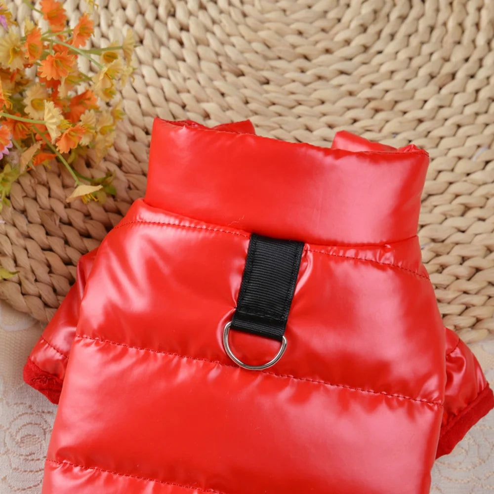 Winter Waterproof Dog Jacket – PU Leather Puffer Coat for Small & Medium Dogs (Chihuahua, Yorkie, French Bulldog)