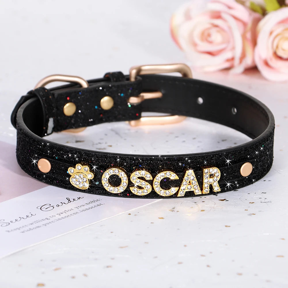 ✨ Personalized Bling Rhinestone Dog Collar – For Small Dogs & Cats ✨