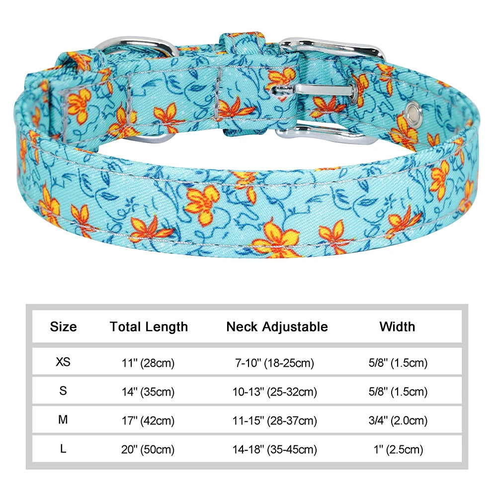 12 Styles Nylon Floral Printed Dog Collar – Bohemian Adjustable Small Puppy & Cat Collar – Chihuahua Pet Supplies Accessories