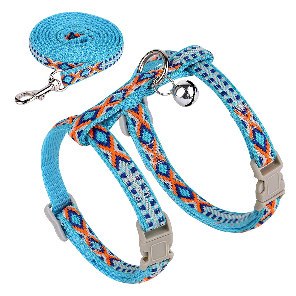 Adjustable Cat Dog Harness and Leash Set Nylon Vest Walking Lead For Kitten Puppy Cats Harness Leash Set Small Dogs Chihuahua