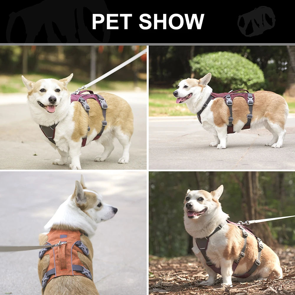 Reflective Dog Harness Adjustable Dog Harnesses Vest With Handle Durable Pet Training Walking Vest for Small Medium Large Dogs