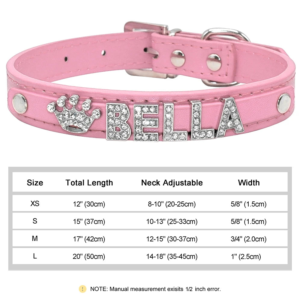 ✨ Personalized Bling Rhinestone Dog Collar – For Small Dogs & Cats ✨