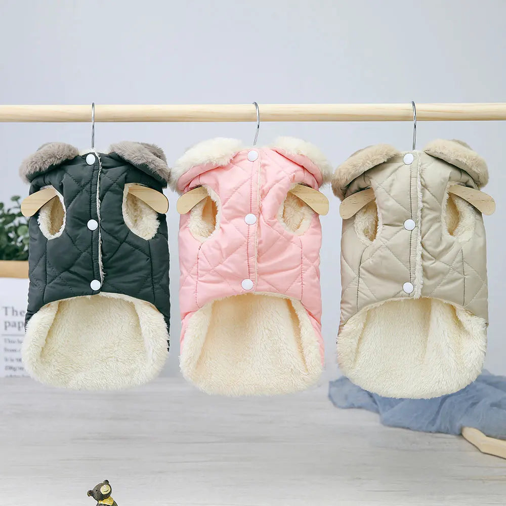 Winter Pet Jacket – Super Warm Coat with Fur Collar for Small Dogs