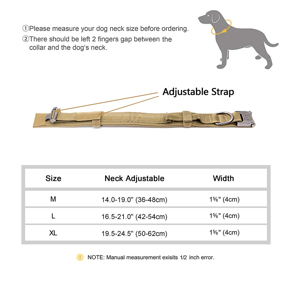 Tactical Dog Collar With Handle Nylon Military Dog Collar Adjustable Pet Training Collars For Medium Large Dogs German Shepherd