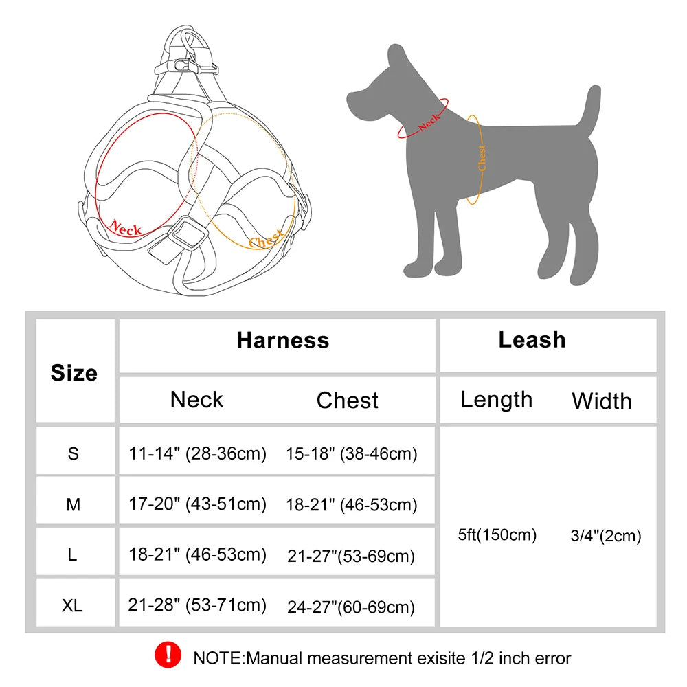 Reflective Dog Harness And Leash Set Adjustable Pet Puppy Harness Vest For Small Medium Dogs Walking Dog Accessories 150cm Leash