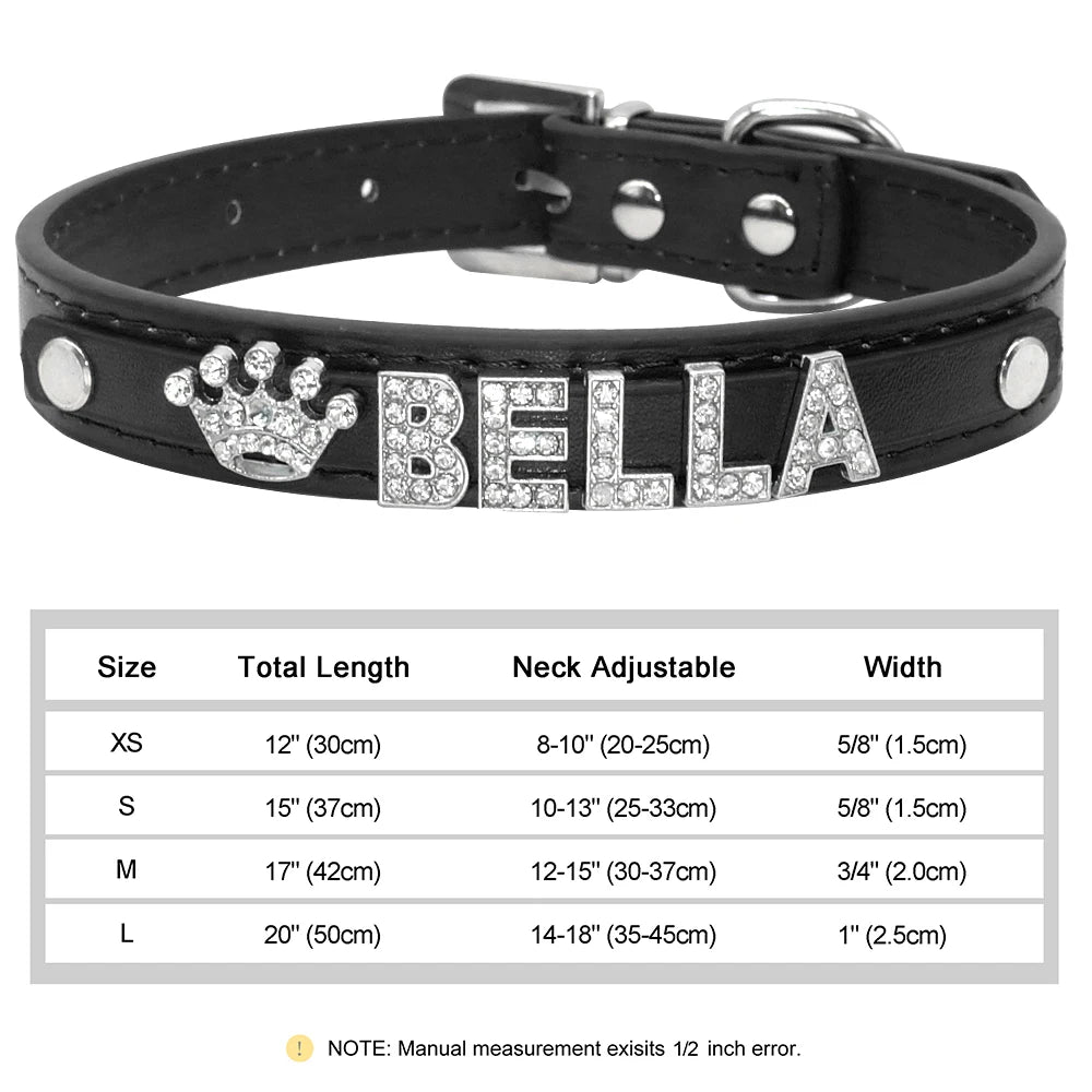 ✨ Personalized Bling Rhinestone Dog Collar – For Small Dogs & Cats ✨