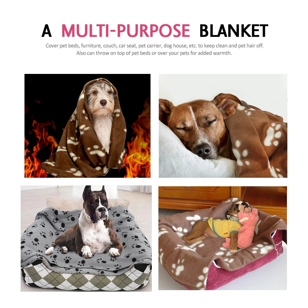 Soft Fleece Pet Blanket – Cozy Paw Print Comfort for Dogs & Cats