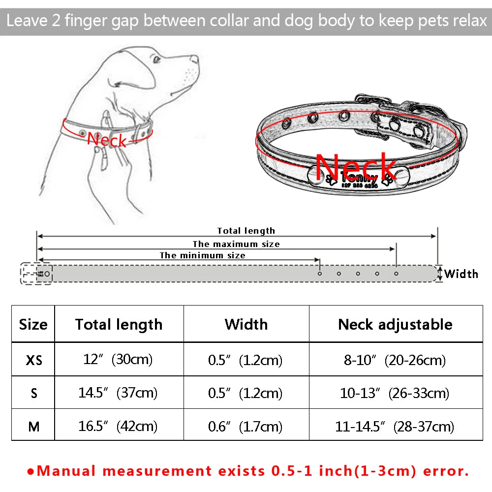 Reflective Personalized Dog Collar with Free Engraving – Adjustable for Small & Medium Pets