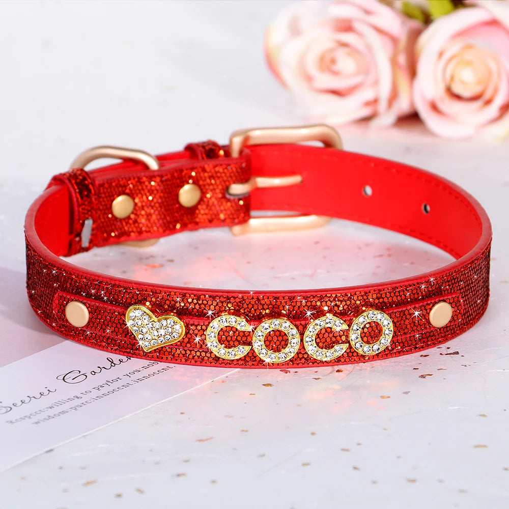 ✨ Personalized Bling Rhinestone Dog Collar – For Small Dogs & Cats ✨