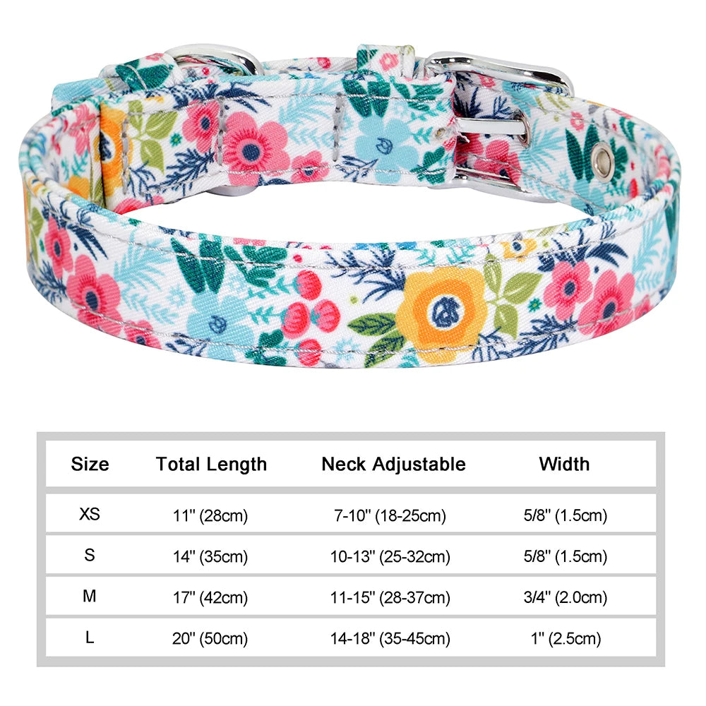 12 Styles Nylon Floral Printed Dog Collar – Bohemian Adjustable Small Puppy & Cat Collar – Chihuahua Pet Supplies Accessories