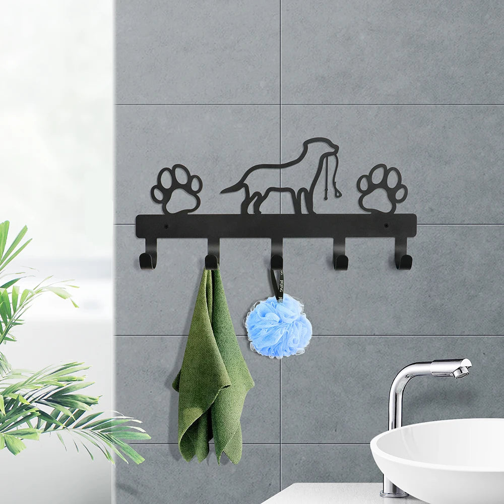 Metal Dog Leash & Key Holder Wall Rack – 4/5/7 Hooks Organizer with Free Nails