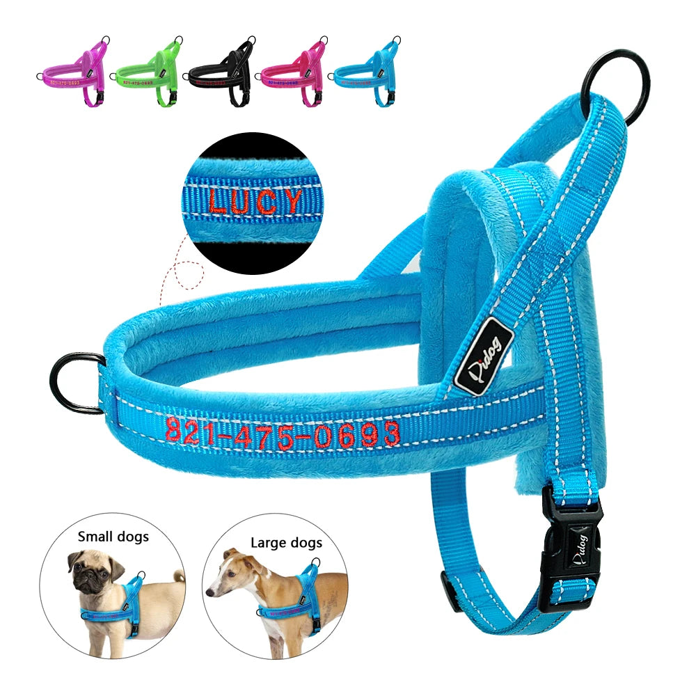 Soft Customized Dog Harness – Embroidered Nylon Padded Vest for Small, Medium & Large Dogs (Free Name & Phone Number)