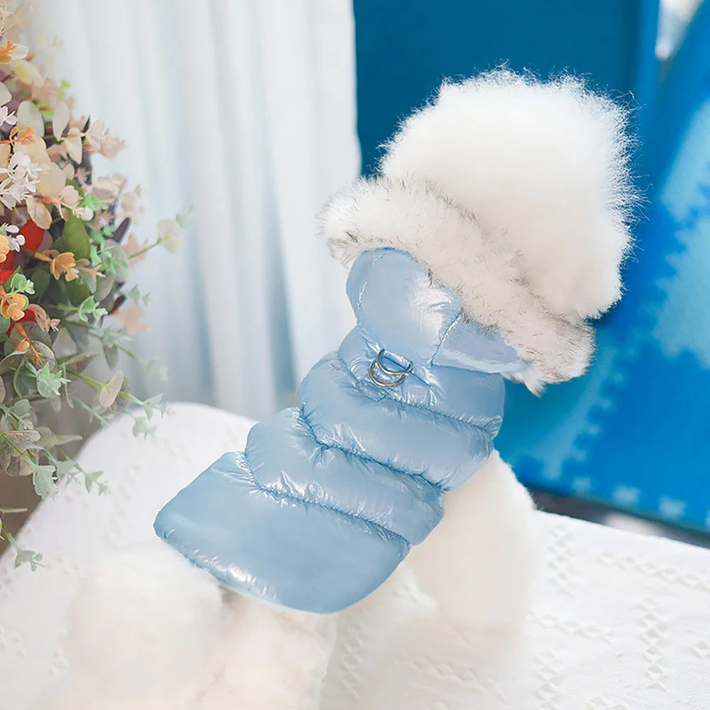 Winter Dog Jacket – Warm Cotton Coat with Fur Hood