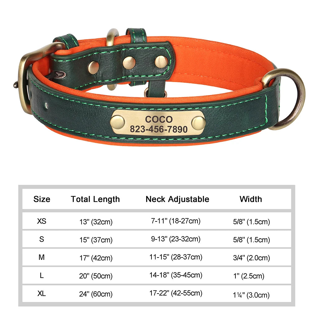 🐾 Personalized PU Leather Dog Collar – Custom Engraved Nameplate ID Tag 🐶