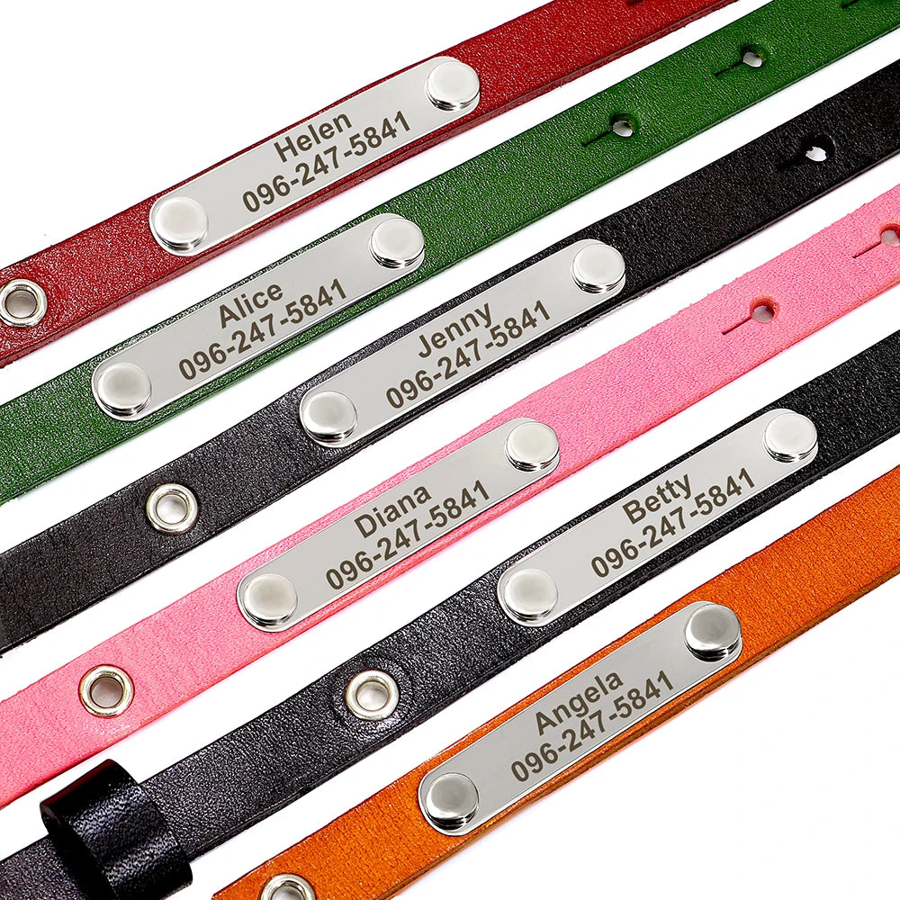 Personalized Leather Cat Collar – Adjustable Kitten & Puppy Collar with Free Engraved ID Tag