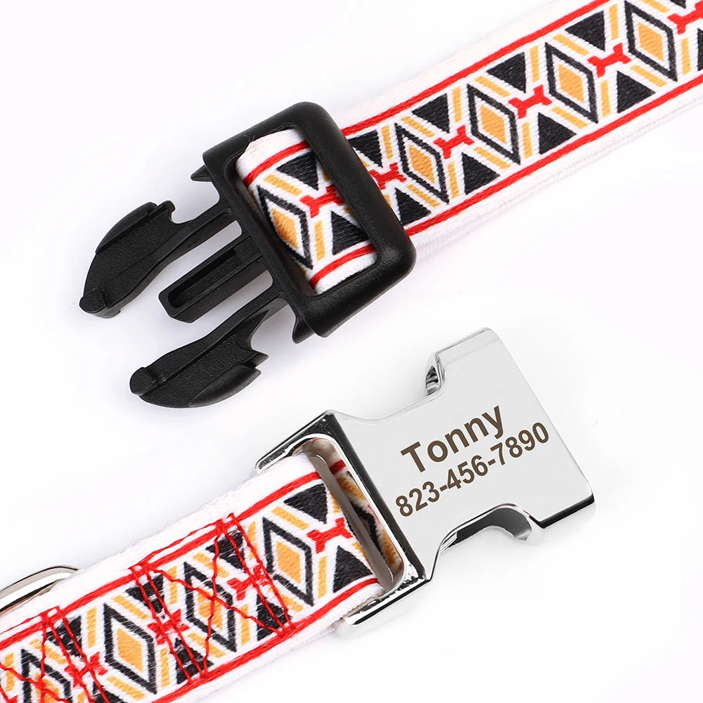 🎨 Personalized Nylon Dog Collar – Free Engraving, Adjustable Fit for Small to Large Dogs
