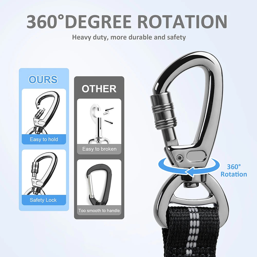 Reflective Dog Leash with Car Seat Belt Clip – Durable Lead for Medium & Large Dogs (Running, Walking, Training)