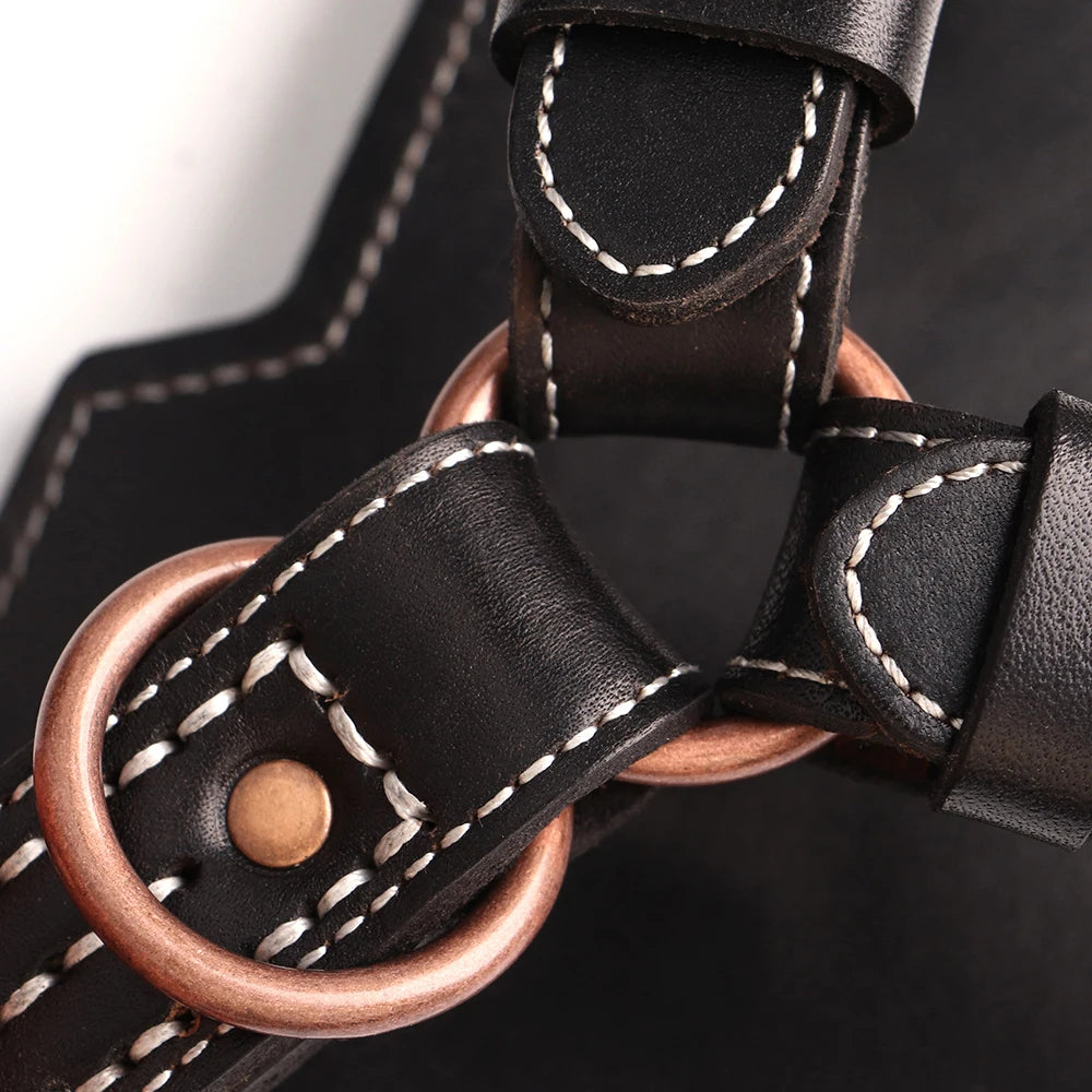 Real Leather Large Dog Harness – Durable Genuine Leather Dog Vest with Handle for German Shepherd, Pitbull, Bulldog & Big Dogs
