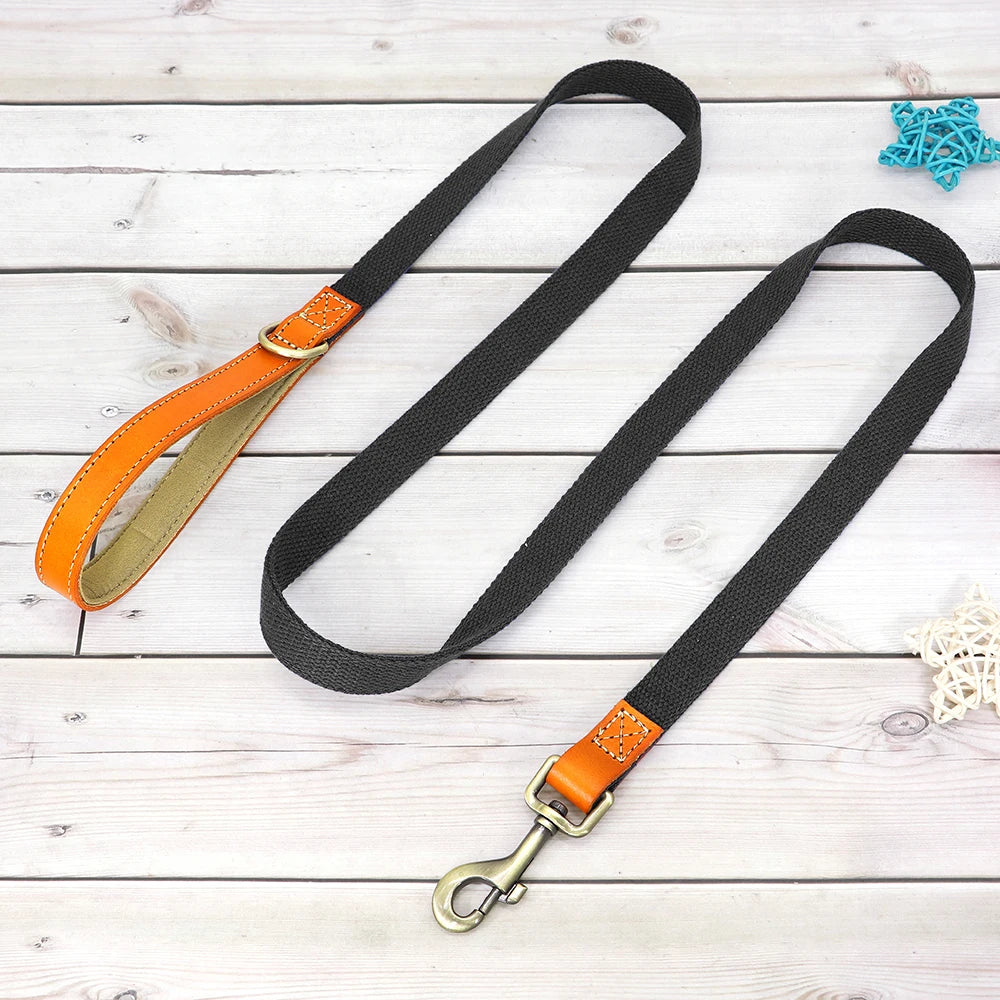 Nylon Custom Dog Collar & Leash Set – Personalized with Leather Nameplate