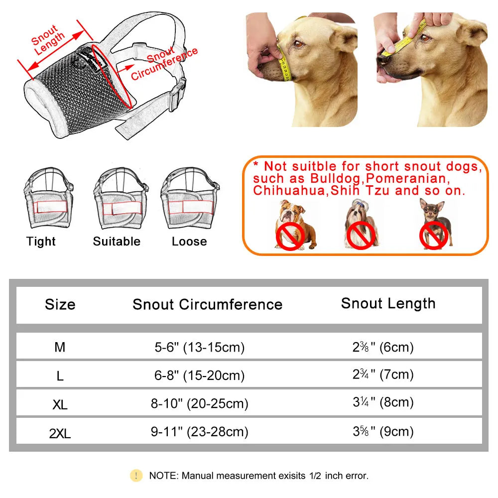 Mesh Nylon Dog Muzzle – Adjustable Breathable Anti-Bark Muzzle for Small, Medium & Large Dogs
