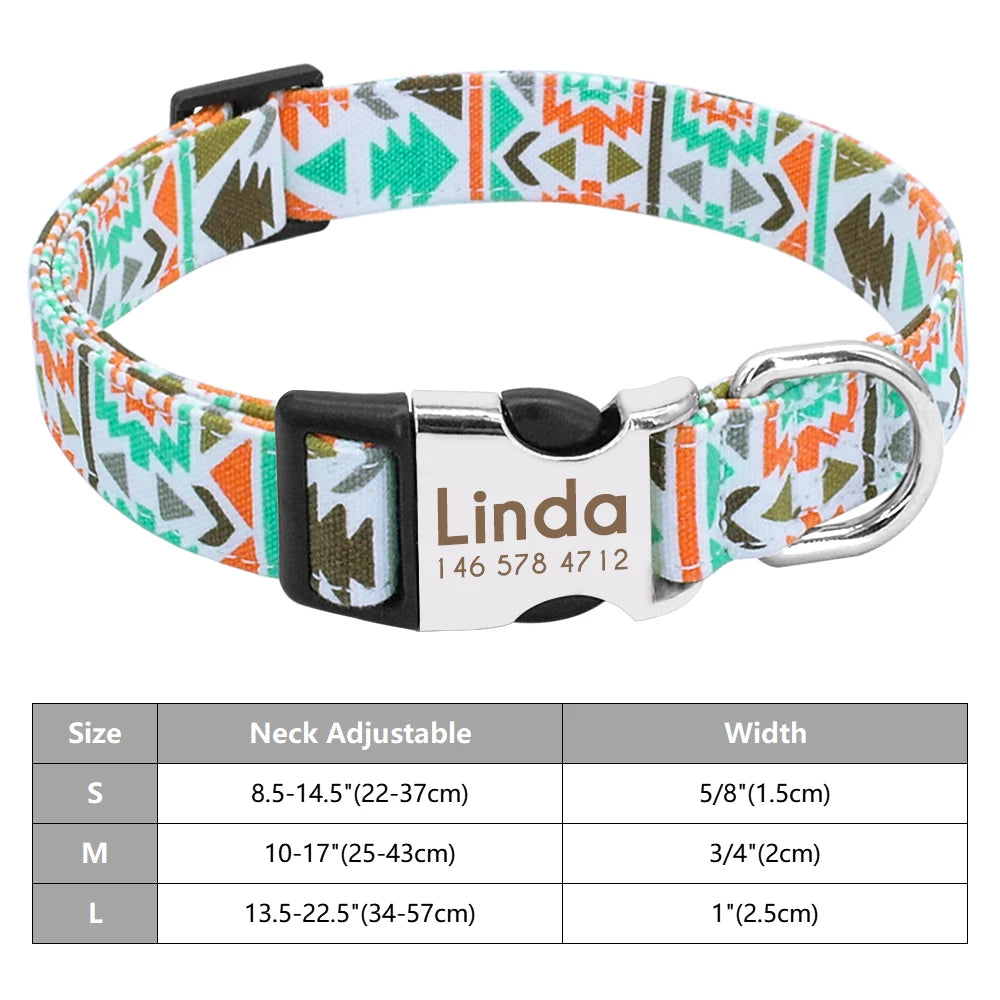 Adjustable Personalized Dog Collar – Custom Engraved Nylon Pet ID Collar | For Small, Medium & Large Dogs