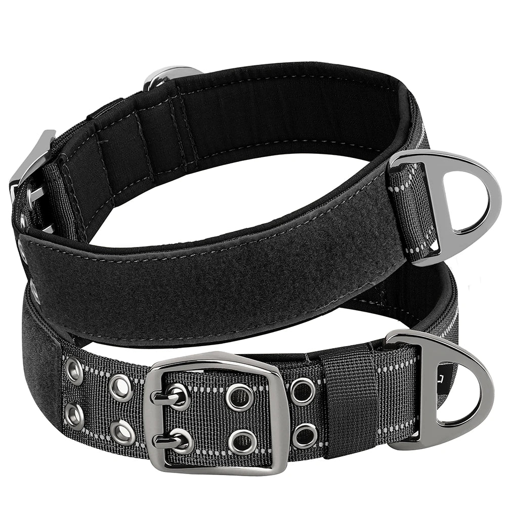 Tactical Military Dog Collar – Adjustable Nylon Training Collar with Handle for Medium & Large Dogs
